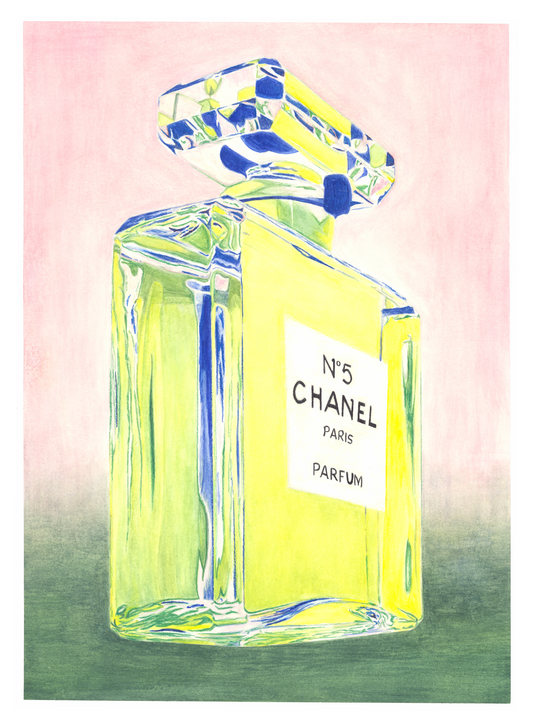 Chanel #5 Yellow/Green Watercolor